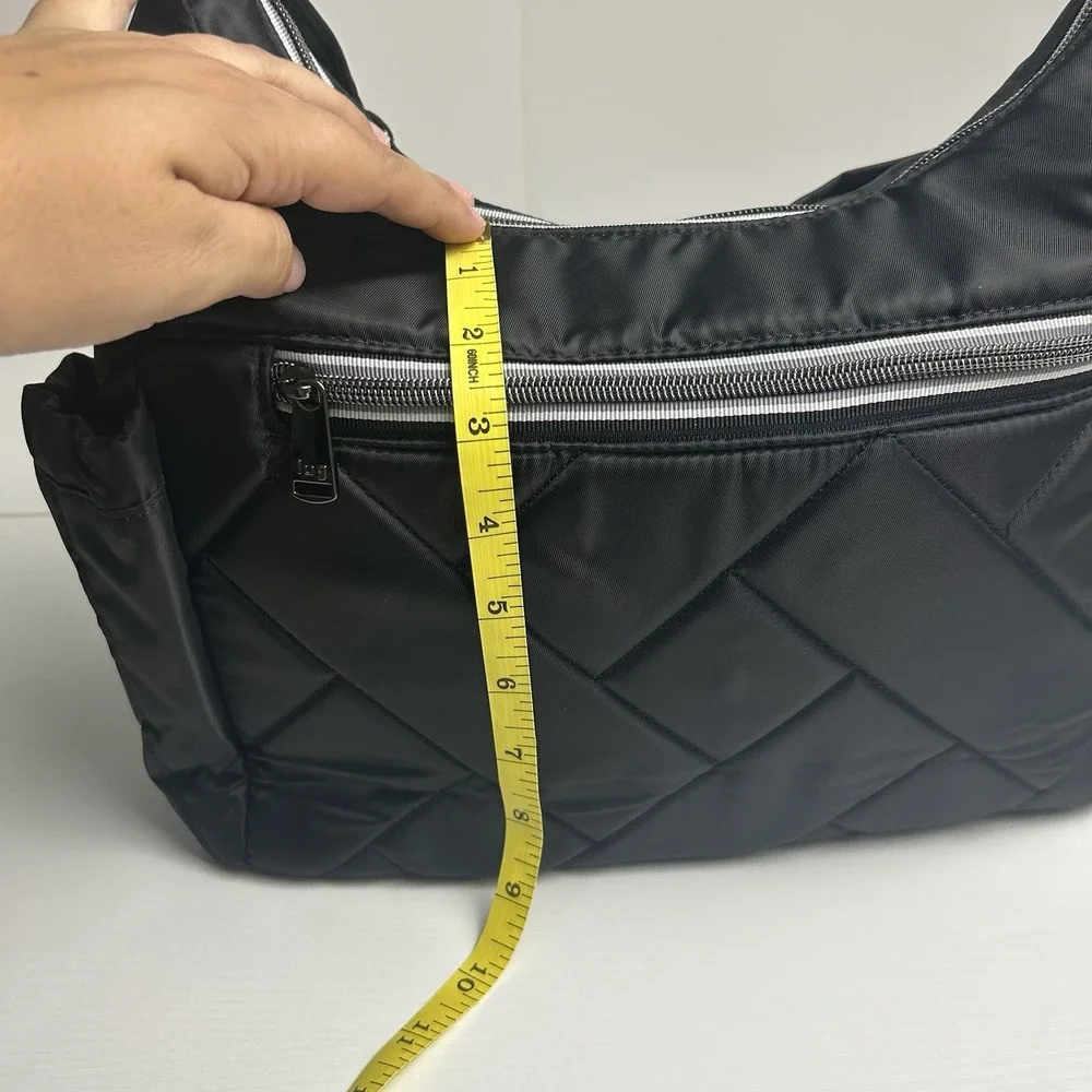Lug Camper SE Black Quilted Crossbody Shoulder Bag Travel Zipper Organizer